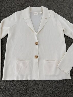 Cyrus Sweater Wm Extra Small XS Cream Knit Two-Button Blazer Cardigan *Flaws